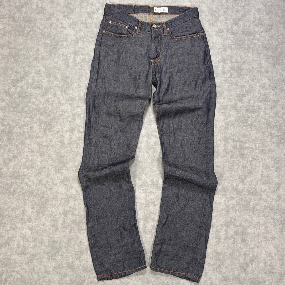 Gustin Selvedge Raw California Straight 100% Linen Denim Jeans #386 Mens 32x34